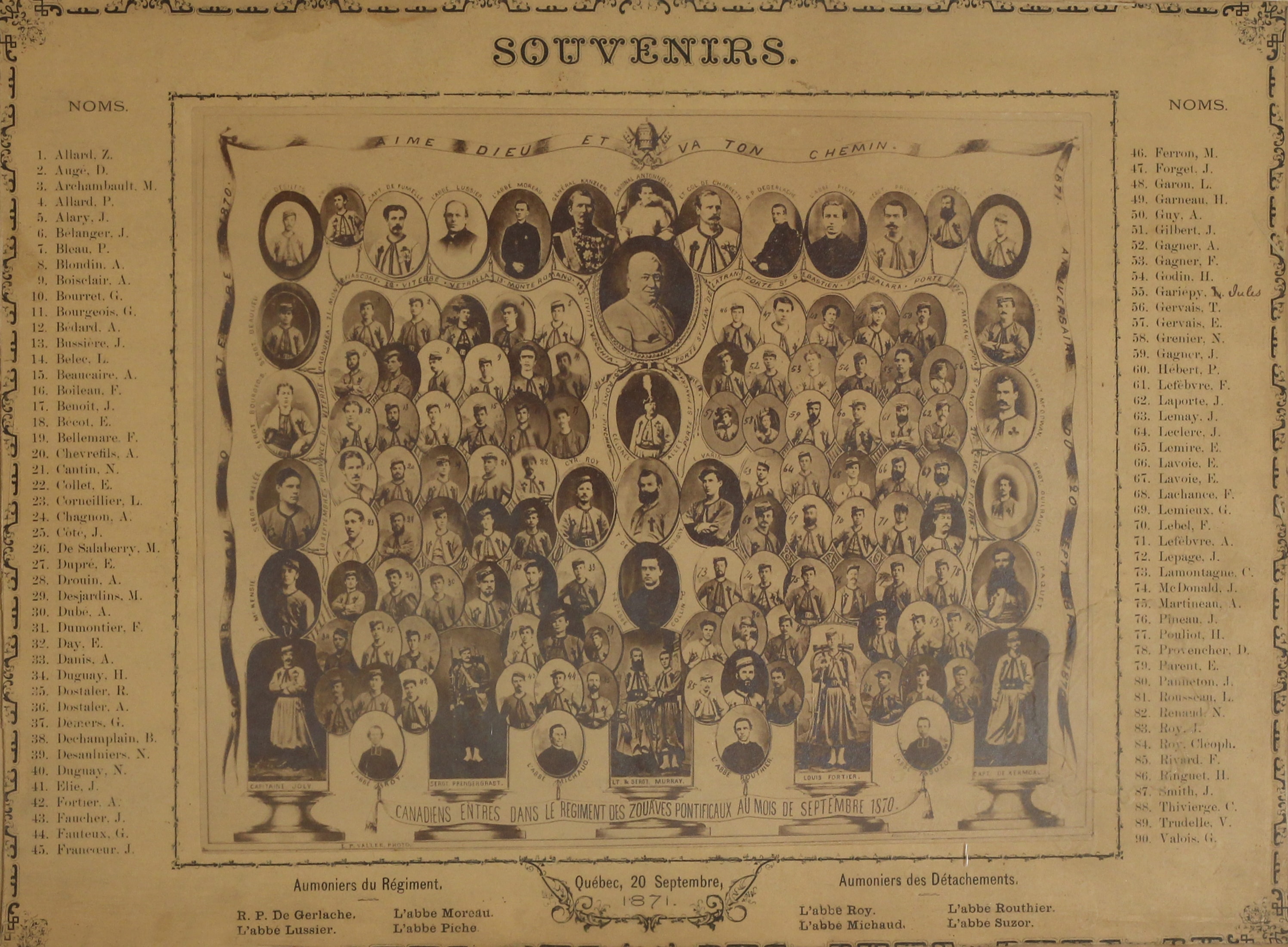 Portrait de Canadiens entrés dans le régiment des zouaves pontificaux