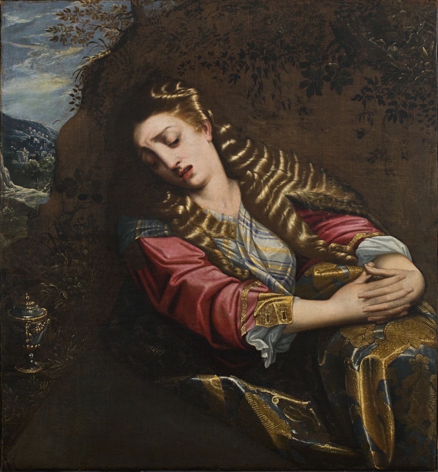 Inconnu, <i>Sainte Marie-Madeleine au tombeau, d'après le Corrège</i>, début du 17<sup>e</sup> siècle. Collection Wilfrid Corbeil. Don des Clercs de Saint-Viateur du Canada. Photo : Richard-Max Tremblay