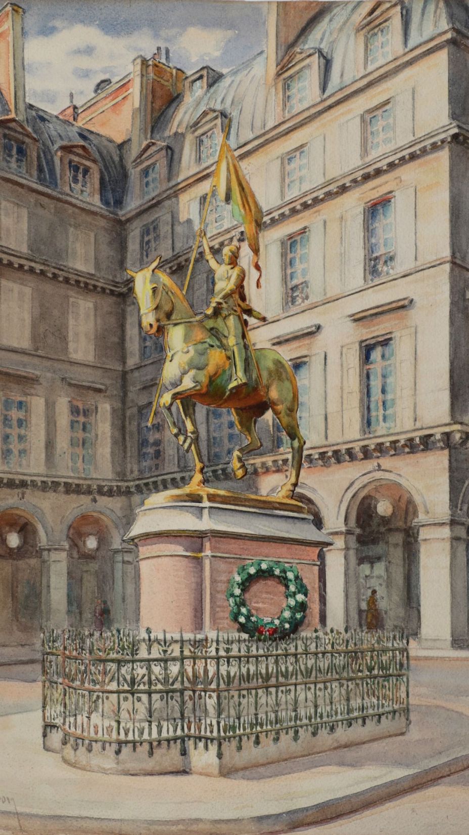 Gabriel Brun-Buisson, <i>Monument de Jeanne d’Arc à la Place des Pyramides</i>, non daté. Don des Clercs de Saint-Viateur du Canada. Collection du Musée d’art de Joliette.