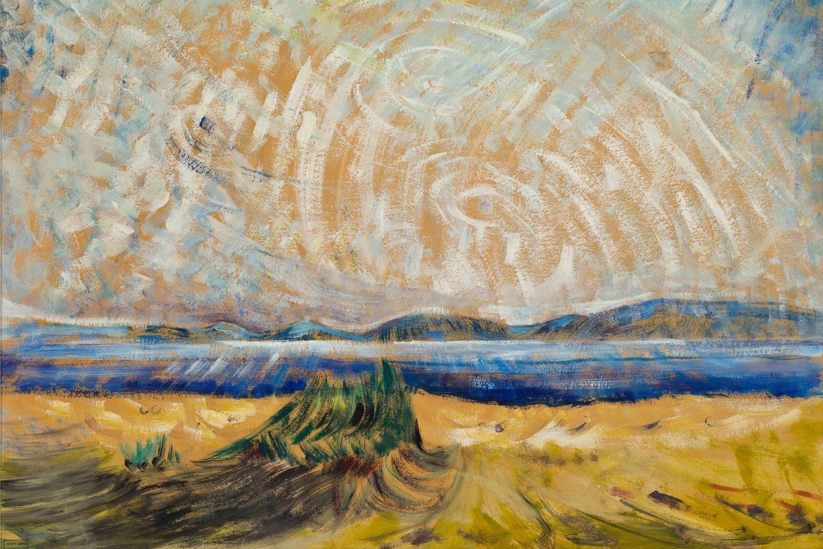 © Emily Carr, Strait of Juan de Fuca (détail), 1936, huile sur papier, 61 x 72 cm, Don de M. et Mme Max Stern, 1976.038
