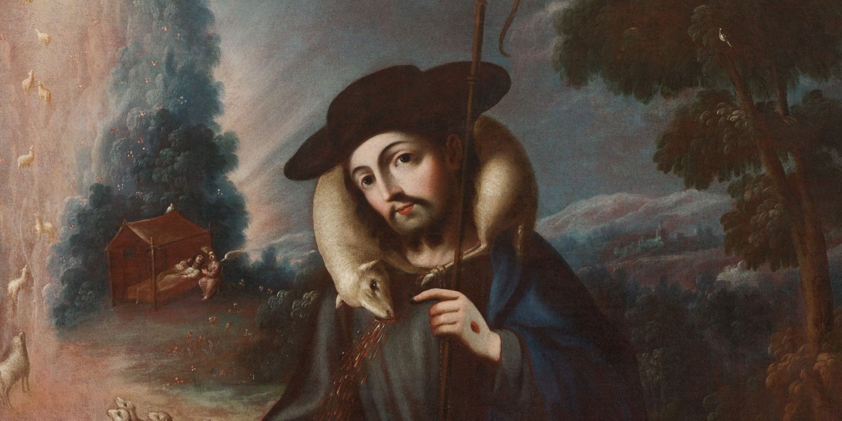 Antonio de Torres, <i>Le Bon Pasteur</i> (détail), 1723. Collection Wilfrid Tisdell. Don des Clercs de Saint-Viateur du Canada Restauration effectuée par le Centre de conservation du Québec