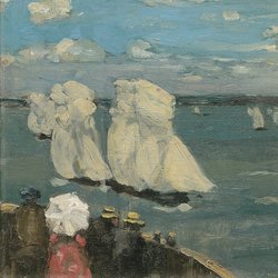 James Wilson Morrice, La régate, v. 1902-1907, huile sur panneau, 23,4 x 32,8 cm. Don de A.K. Prakash, Collection J.W. Morrice, 2015, Musée des beaux-arts du Canada, Ottawa (46630) Photo : NGC / MBAC
